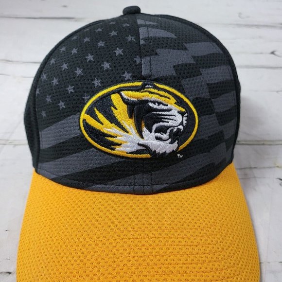 New Era 39Thirty Black/Gold Fitted MU Tigers Baseball Cap US Flag Med/Large EUC - Picture 1 of 6